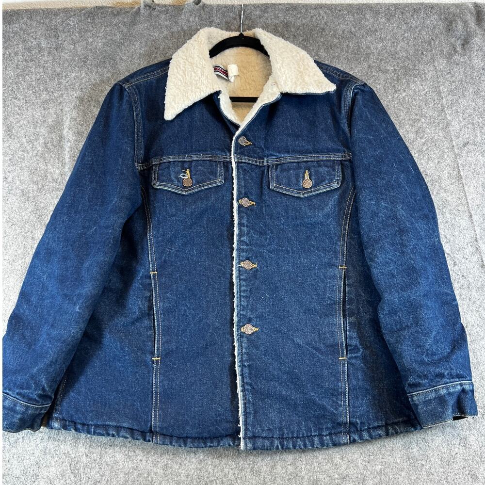 Vintage 80s Big Mac Denim Jacket Mens Medium Blue Sherpa Lined Workwear Coat USA